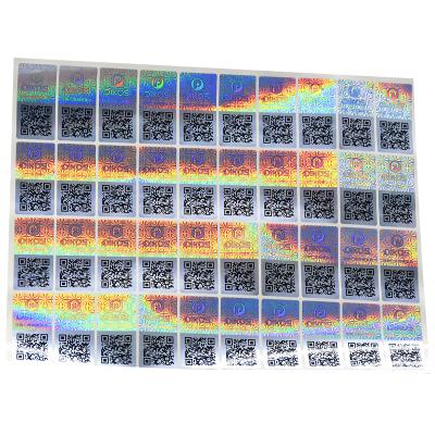 China Holographic Custom Printing Anti-fake Holographic Security Label 3d Hologram Stickers Seal Overlay Void Security Qr Code Logo Label for sale