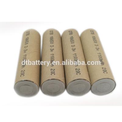 China High discharge LiFePO4 rate 20 C 3.2V 1100mah lifepo4 cell IFR DTB 18650 for rc toy battery for sale