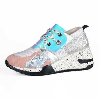 China European fashion trend sneaker designer sneakers women summer platform walking shoes laser fashionable casual fluorescence for sale