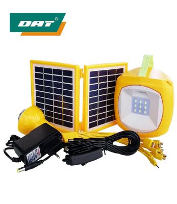 China AT-209P DAT Portable Home Solar Lantern with Bulbs DC Solar Lighting System with USB Mobile Phone Charging Function for sale