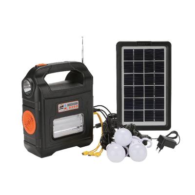 China AT-9026B DAT Home Solar Power System with MP3 and DC Radio Solar Lighting Kits with Three Bulbs and Cell Phone Chargers for sale