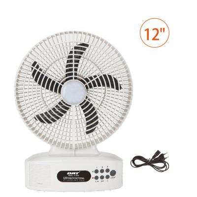 China AT-9910 led 12 inch rechargeable electric fan with led light portable electric fan with USB mobile phone charging function for sale