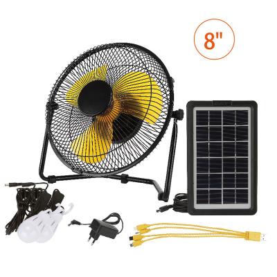 China With USB light and function electric solar fan kits AT-9901T with led light portable electric fan with USB mobile phone charging function for sale