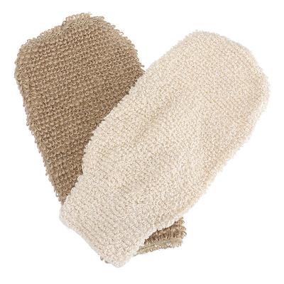 China Clean Eco-Friendly Natural Scrubber Vegan Jute Rubbing Bath Mitt Exfoliating Gloves Shower Mitt for sale