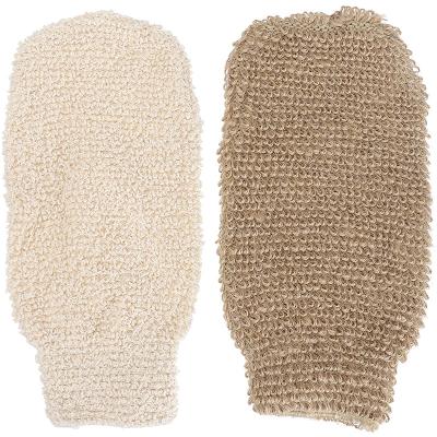 China Clean Shower Bath Glove Wholesale Private Label 100% Natural Factory Eco-Friendly Cotton Fiber Body Exfoliating Bath Gloves for sale