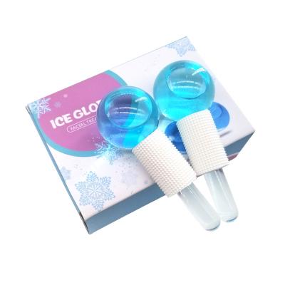 China Blood Vessels Removal Face Bargain Stainless Silicone Glitter Massage Roller Magic Glass Ice Cooling Facial Globes for sale