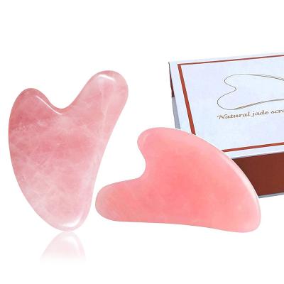 China Multicolor and Colored Whitening Chin Remover and Chin Wrinkles Pink Quartz Massage Double Tool Gua Sha for sale