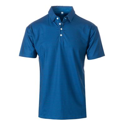 China Custom Men's Sports Shirts Anti-Wrinkle Stripe Cooling Lightweight Casual Logo Polo Shirt OEM for sale