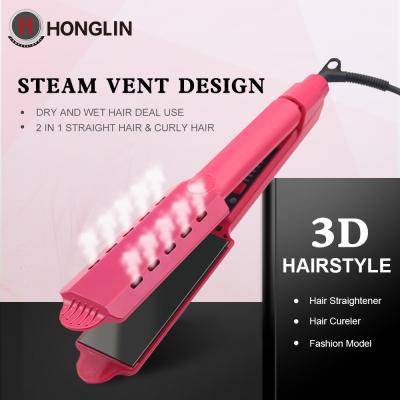 China Multipurpose 110V Titanium Wide Plate Hair Straightener , Wet And Dry Hair Straightener for sale