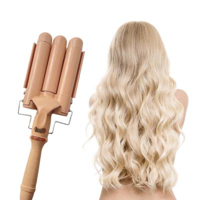 China Beach Wave PTC Heater 3 Barrel Hair Curling Iron , 32mm Triple Barrel Curling Iron for sale