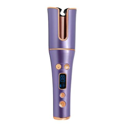 China ROHS Portable USB Hair Curler Cordless Ceramic Automatic Rotating Curling Iron Purple for sale