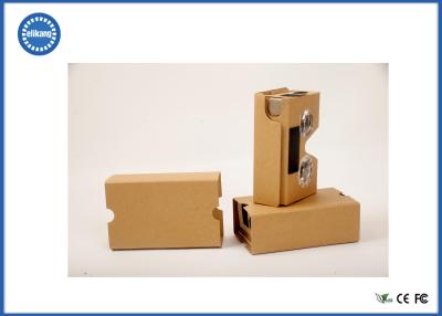 China Kraft Paper Beige VR Box Google Cardboard 25 mm PMMA Focal Lens for sale