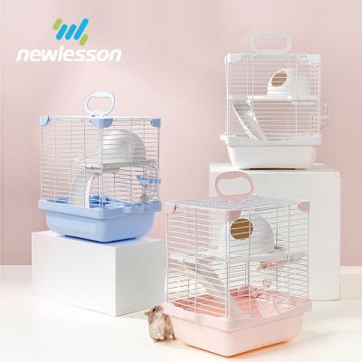 China 2 Layers Small Pet Cage House Cage Viable Plastic Hamster With Running Wheel for sale