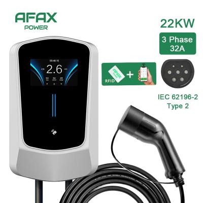 China IEC62196/EN61851 AFAX POWER Typel2 32A EV Charger 22KW Level 2 EVSE EV Wallbox Filling Station for sale