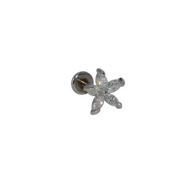 China TRENDY Stainless Anodized Internally Threaded Fork Top Zircon Piercing Eyebrow Ring Nails for sale