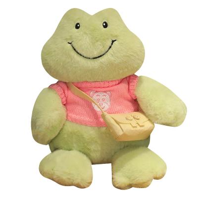 China Gift children play new products smile frog plush doll with sweater and bag can change clothes creative gifts for children for sale