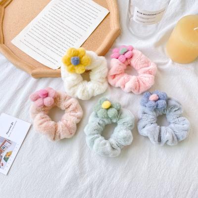 China New Wholesale Winter Soft Plush Scrunchies For Kids Cute Imitation Mink Hair Tie Fur Elastic Scrunchies for sale