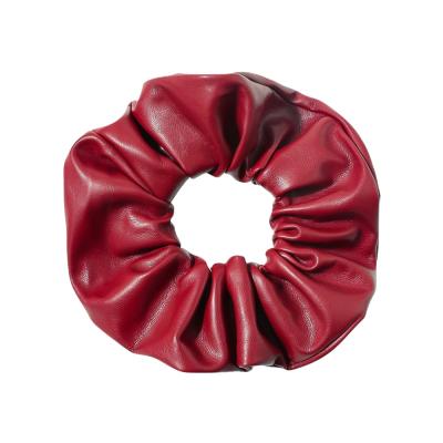 China Korean PU Scrunchies New Design Fashion PU Hair Scrunchies Colors Girls Soft Hair Accessories for sale