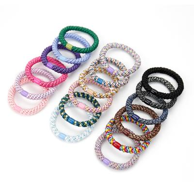 China Soft Colorful Hair Ties Nylon Ponytail Holder Set Seamless Elastic Band Stretch Hair Bands for sale