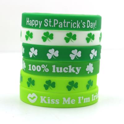 China Holiday Decoration St Patricks Day Silicone Wristband Design Silicon Wrist Bands Holiday Fashion Silicon Wristband New for sale