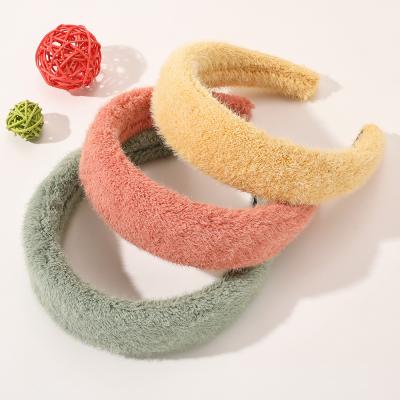 China European and American simple hair band color plush Korea style cute warm headband in winter fashion wash face hair accessories for women for sale