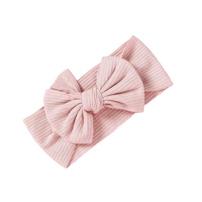 China Hot Sale Fashion Cotton Bow Knot Knitted Baby Ribbed Headband for sale