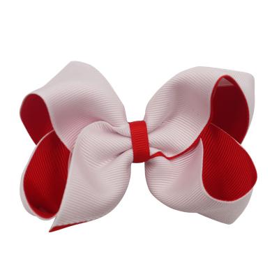 China Cute European and American Style Baby Hair Bows Clip Hair Accessories Double Layers Ribbon Hair Bow Contrast Colors HairBow Clip for sale