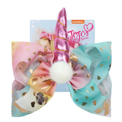 China Wholesale Girls Unicorn Hair Bows sweet fancy look with alligator hair clips cheer bows hair accessories for kids for sale