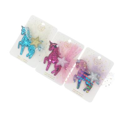 China Sweet Wholesale Hair Clip Set Babies Clip In Hair Unicorn Hair Clips For Kids for sale