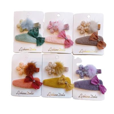 China Winter Baby Soft Hair Clip Set Hair Pin Multi Color Furry Soft Hair Clip for sale