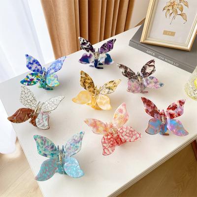 China European and American Style New Arrival Vivid Color Hair Claw Clips Environmentally Friendly Large Acetate Butterfly Hair Claw Clips for Thick Hair for sale