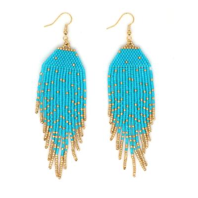 China Wholesale Handmade BOHEMIA Fashion Jewelry Boho Large Miyuki Seed Beaded Tassel Earrings for sale