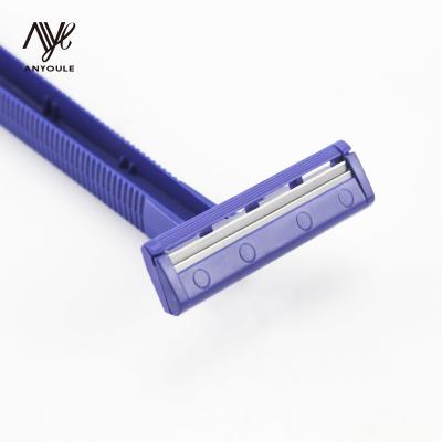 China High Quality Plastic Stainless Steel Twin Blade Handle Blade Disposable Razor For Men for sale