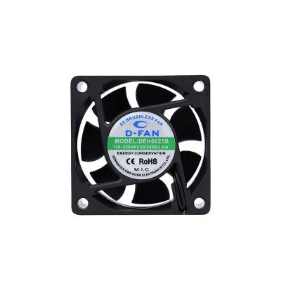 China Hotels 60x60x25mm 60mm EC 230v Axial Fan / 6025 Fan 30000 Hours Computer Fan Life for sale