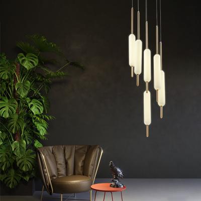 China Modern Simple Cheap Led Hanging Lamp Hotel Living Room Steel Chandelier Steel Pendant Lights Plug In Pendant Light for sale