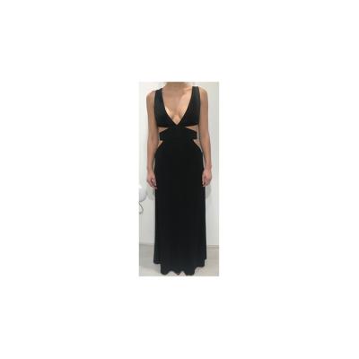 China High Quality Anti-Static OEM Customize Sexy Deep V-Neck Backless Ladies Cutout MaXi Dress for sale