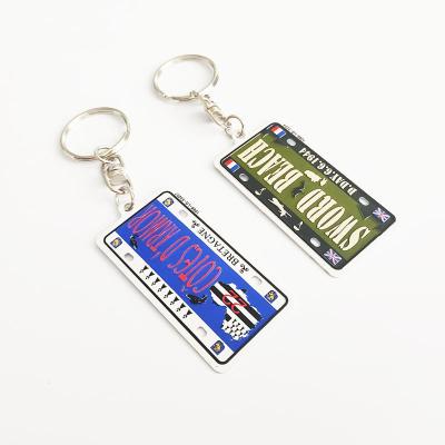 China Colorful Custom Car License Plate Metal Embossing Printing Logo Aluminum Promotional Gift Key Chain for sale