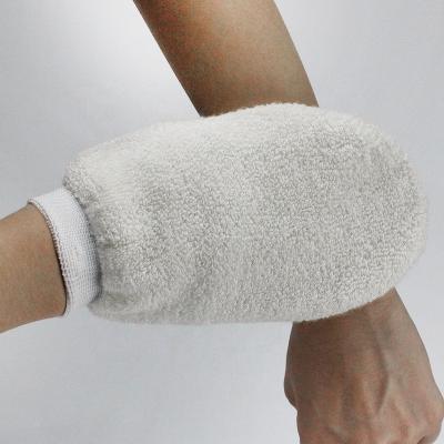 China Bath Running Natural Bamboo Fiber Sponge Body Skin Scrubber Cleaning Shower Exfoliating Bath Gloves for sale