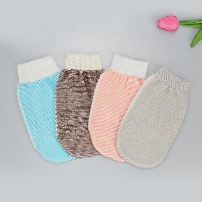 China Bath Running Organic Cotton Bamboo Fiber Bath Gloves Exfoliating Soft Body Scrubbing Sensitive Sensitive Skin Hypoallergenic for sale