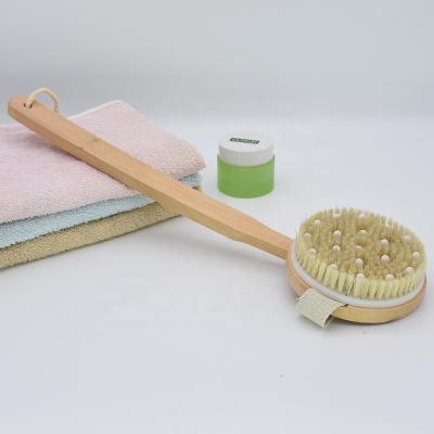 China Wooden Bamboo Long Handle New Ideas Body Brushes Scrubber Massage Shower Body Dry Exfoliating Long Handle Bath Cleaning Brushes for sale