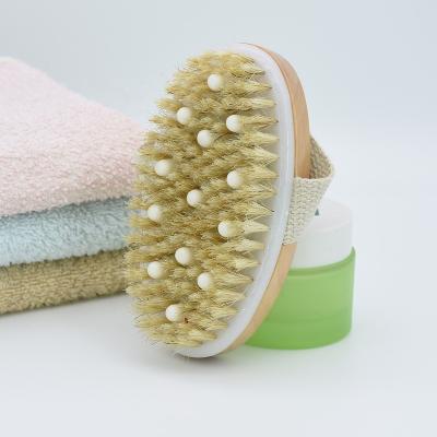 China EXFOLIATE Custom Logo High Quality Natural Soft pp Bath Body Wooden Bamboo Exfoliating Dry Brush for sale