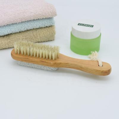 China EXFOLIATE Wholesale Short Handle PP Hair Shower Brush Double Sided Wooden Exfoliator Dry Brush Bath Brush for sale