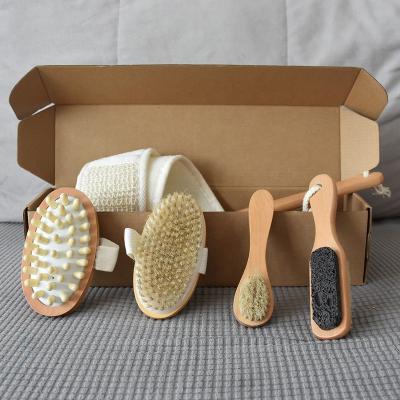 China Clean Removable Bathroom Heads Boar Stiff Loofah Back Scratch Foot Scrubbing Foot Spa Natural Sisal Bath Brush for sale