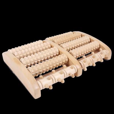 China Comfortable Double 5 Row Foot Massager Wooden Roller Fasciitis Relief Plantar Feet Pain Muscle Relaxation Massage Tools for sale