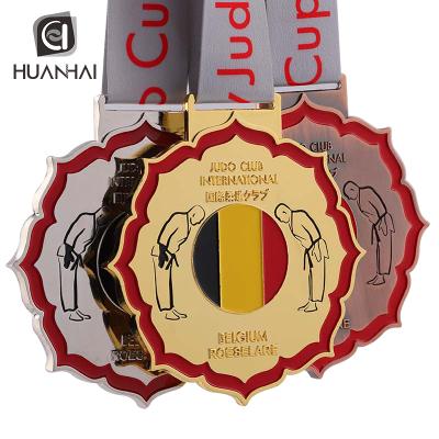 China Professional Gold Plated Europe Production Round ODM Martial Art Jiu-Jitsu Judo Taekwondo Medal for sale