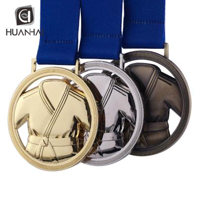 China Europe Customize Judogi 3D Shaped Silver Bronze Gold Judo Club Medal for sale