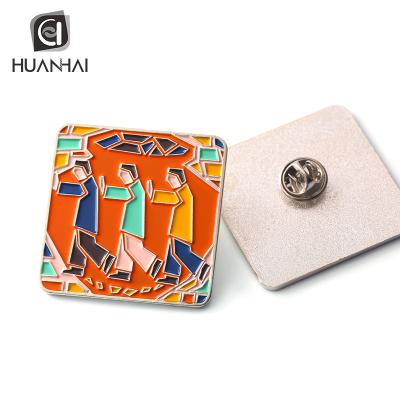 China Custom Europe Square Logo Lapel Pin Soft Enamel Pins for sale