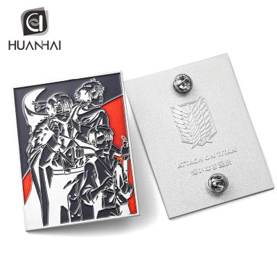 China Custom Silver Square Cartoon Characters Europe Metal Enamel Brooch Pin Soft Metal for sale