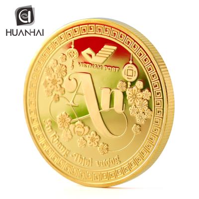 China China Factory Custom Base 3D Metal Luminous Convex Matte Brass Logo Plated Pure 24k Gold Coin for sale