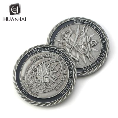 China China ecustomized Malaysia mbossed logo anchor 3D enamel brushed silver metal coins maker for sale